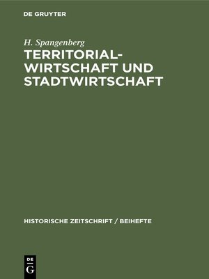 cover image of Territorial-Wirtschaft und Stadtwirtschaft